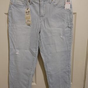 Seven7 Light Blue Striped Straight Leg Jeans